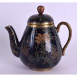 A LOVELY EARLY 20TH CENTURY JAPANESE MEIJI PERIOD CLOISONNE ENAMEL TEAPOT AND COVER decorated with