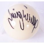 A SNOOKER BALL, signed by Jimmy White.