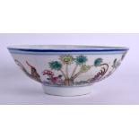 A CHINESE REPUBLICAN PERIOD FAMILLE ROSE BOWL painted with chickens within landscapes. 15 cm