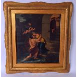 ATTRIBUTED TO JOHN ARMSTRONG (1893-1973), framed oil on canvas, religious scenes, a cherub in flight