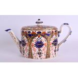 A MID 19TH CENTURY DERBY IMARI TEAPOT AND COVER painted with floral sprays. 24 cm wide.