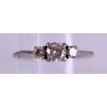 AN ANTIQUE SILVER AND CZ RING. Size P/Q.