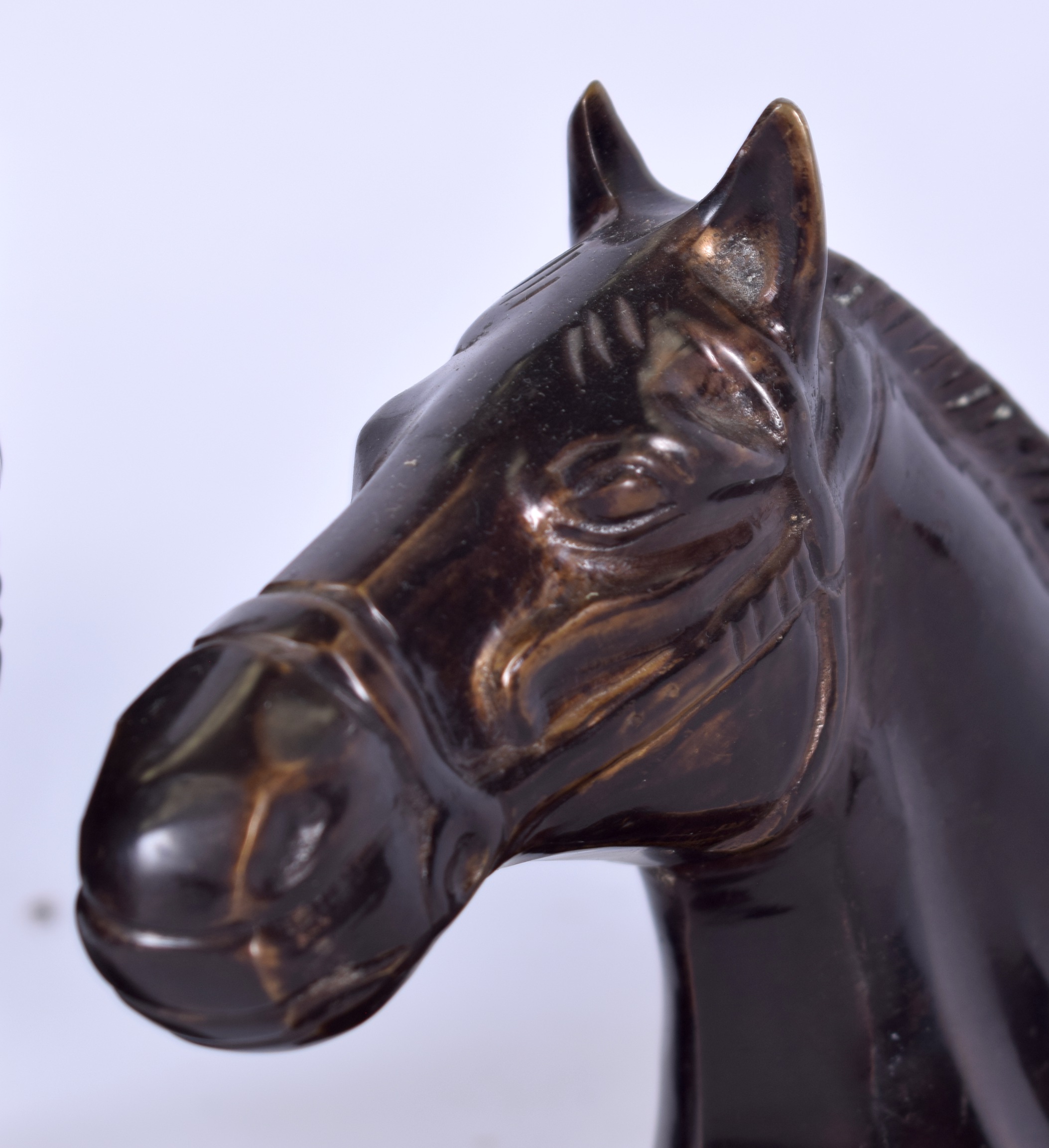 A PAIR OF HORSE HEAD BOOKENDS, by Buchstutz. 17 cm wide. - Image 2 of 3