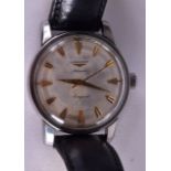A LONGINES AUTOMATIC CONQUEST WRISTWATCH with gold numerals and enamelled back. 3.5 cm wide.