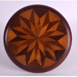 A VICTORIAN MINIATURE APPRENTICE TILT TOP TABLE decorated with geometric motifs. 18 cm x 13 cm.