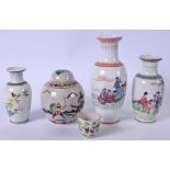 A 20TH CENTURY CHINESE PORCELAIN VASE DECORATED WITH THE EIGHT IMMORTALS, together with a famille