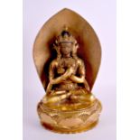A GOOD CHINESE SINO TIBETAN GILT BRONZE FIGURE OF A SEATED BUDDHA probably 18th century, modelled