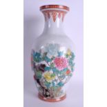 A CHINESE REPUBLICAN PERIOD FAMILLE ROSE VASE bearing Qianlong marks to base, painted with floral