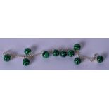 A 20TH CENTURY MALACHITE BRACELET, with stamped "925" silver clasp. 18 cm total length.