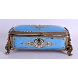 A MID 19TH CENTURY FRENCH JEWELLED ENAMEL CASKET decorated with floral motifs and black enamelled