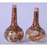 A PAIR OF EARLY 20TH CENTURY JAPANESE SATSUMA POTTERY BOTTLENECK VASES, painted with children at