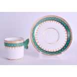 A LATE 19TH CENTURY ENGLISH AESTHETIC MOVEMENT CUP AND SAUCER Attributed to Minton or Bodley, set