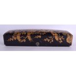 AN EARLY 19TH CENTURY JAPANESE EDO PERIOD BLACK LACQUER BOX AND COVER decorated with flowering