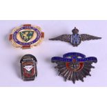 AN EARLY 20TH CENTURY SILVER AND ENAMEL RAF BROOCH together with three other silver & enamel