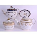 AN EARLY 19TH CENTURY COALPORT TEAPOT AND COVER together with another Coalport teapot cover &