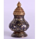 A GOOD 18TH CENTURY MIDDLE EASTERN INDIAN GOLD AND SILVER SCENT BOTTLE decorated with extensive