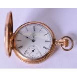 A 10CT GOLD ELGIN NATIONAL WATCH COMPANY POCKET WATCH, with white enamel dial, unmarked. 3.7 cm wide