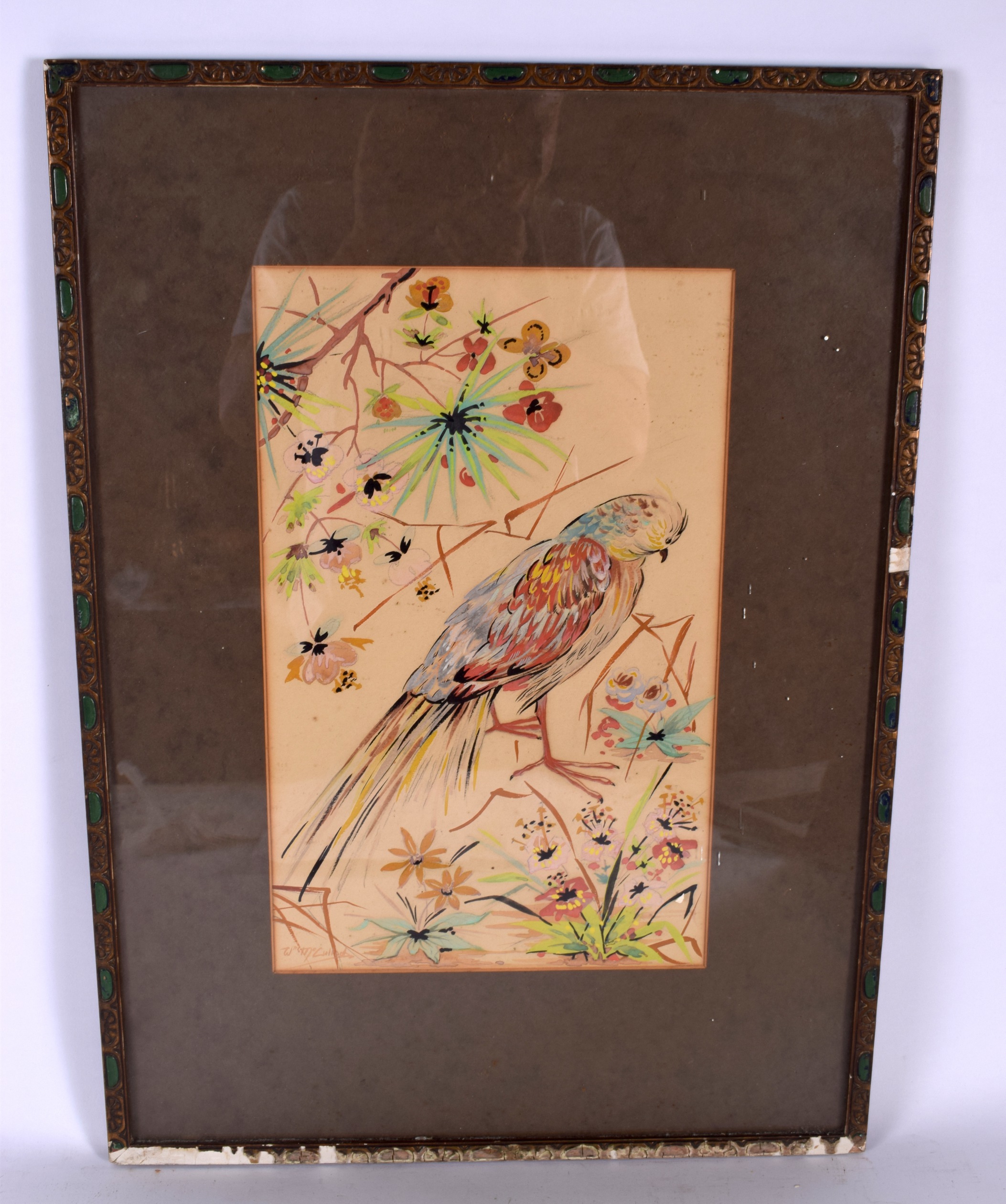 W MCCULLOCH (British), framed watercolour, signed, a bird in a landscape. 40 cm x 25 cm. - Image 2 of 5