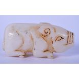 AN EARLY 20TH CENTURY CHINESE WHITE HARDSTONE PIG, carved on all fours. 6.5 cm wide.