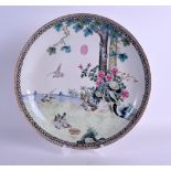 A LARGE CHINESE REPUBLICAN PERIOD FAMILLE ROSE PORCELAIN DISH bearing Qianlong marks to base,