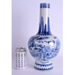 A LARGE MID 19TH CENTURY CHINESE BLUE AND WHITE VASE bearing Qianlong marks to base, painted with