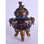 AN EARLY 20TH CENTURY CHINESE CLOISONNE ENAMEL CENSER AND COVER decorated with dragons. 13 cm x 7