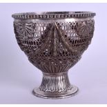A GEORGE III OLD SHEFFIELD PLATED SUGAR BOWL with open work wreaths. 10 cm x 10 cm.