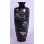AN EARLY 20TH CENTURY JAPANESE MEIJI PERIOD CLOISONNE ENAMEL VASE decorated with a bird amongst