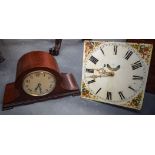 AN EARLY 20TH CENTURY CLOCK MOVEMENT, together with a wooden mantel clock. Movement 30.5 cm wide.