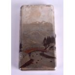 A LARGE 19TH CENTURY JAPANESE MEIJI PERIOD SILVER CIGARETTE CASE decorated with landscapes and