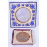 AN EARLY 20TH CENTURY MICRO MOSAIC PICTURE FRAME DECORATED WITH FLOWERS, together with a replica
