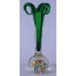 A MILLFIORE GLASS VASE, formed with tapering neck on bulbous body. 17 cm high.