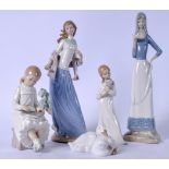 A GROUP OF NAO AND OTHER SPANISH PORCELAIN FIGURINES IN THE LLADRO STYLE, including a duck group and