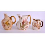 A FINE ROYAL WORCESTER IVORY CREAM JUG C1888 together with a blush ivory jug C1917 & an ivory