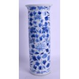 A 19TH CENTURY CHINESE BLUE AND WHITE PORCELAIN SPILL VASE bearing Kangxi marks to base, painted
