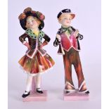 A PAIR OF ROYAL DOULTON FIGURES 'PEARLY BOY & PEARLY GIRL' HN 1482 & 1483. 14 cm high.