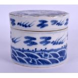 A MID 19TH CENTURY CHINESE BLUE AND WHITE PORCELAIN BOX AND COVER Qing, painted with dragons and