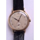 A GOOD VINTAGE 9CT GOLD LONGINES WRISTWATCH. 38 grams overall. 3.25 cm diameter.