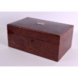 A GOOD BURR WALNUT AND CHROME GENTLEMANS HUMIDOR possibly Dunhill, with fully fitted interior. 32 cm