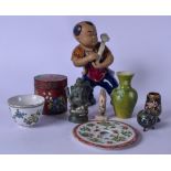 AN EARLY 20TH CENTURY CHINESE FAMILLE ROSE CANTON STRAINING DISH, together with a cloisonne jar,