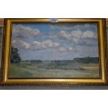 RUSSIAN SCHOOL (Early 20th Century),framed pair oil on board, impressionist landscape. 24 cm x 39