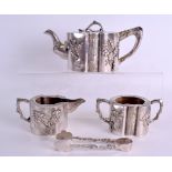 A 19TH CENTURY CHINESE EXPORT SILVER FOUR PIECE TEASET Attributed to Wang Hing, decorated in