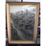 A HUGE EARLY 20TH CENTURY CHINESE INK WORK WATERCOLOUR LANDSCAPE of massive proportions, by Jiang