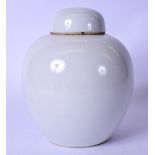A CHINESE WHITE GLAZED PORCELAIN GINGER JAR, of plain form. 21 cm x 16 cm.