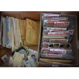 A LARGE QUANTITY OF POSTCARDS, together with cigarette cards etc. (qty)