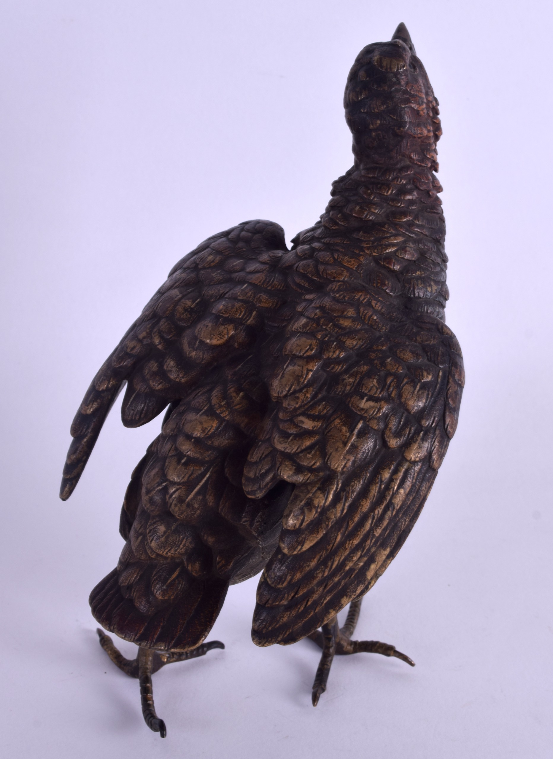 A 19TH CENTURY AUSTRIAN COLD PAINTED BRONZE FIGURE OF A GAME BIRD by Franz Xavier Bergmann. 18 cm - Image 2 of 4