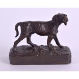 A MINIATURE 19TH CENTURY FRENCH BRONZE FIGURE OF A HOUND by Christophe Fratin (1801-1864). 5.75 cm x