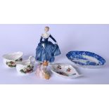 A ROYAL DOULTON PORCELAIN FIGURINE OF FRAGRANCE, together with a Royal Albert figurine, leaf