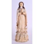 A GOOD 17TH/18TH CENTURY INDO PORTUGUESE IVORY FIGURE OF THE MADONNA Goa, modelled with hands