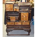 A GOOD 19TH CENTURY JAPANESE MEIJI PERIOD SHIBAYMA INLAID CABINET decorated with figures within